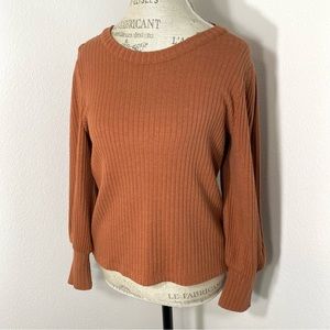 Madewell Orange Balloon Sleeve Knit Sweater